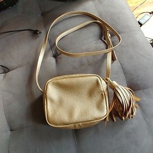 Gold synthetic leather cross-body purse
